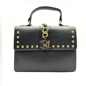 Badgley Mischka Black Crossbody Bag with Gold Studs